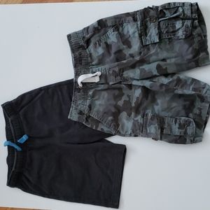 2 Cat & Jack shorts, 1 green camo cargo xs (4/5) and 1 gym short (5t)
